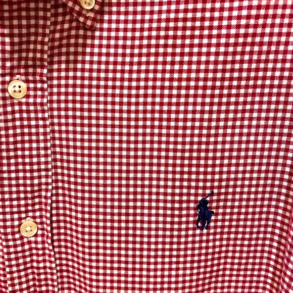 Polo Ralph Lauren Mens Classic Long Sleeve Red/White Plaid Oxford Shirt XL - Picture 4 of 4